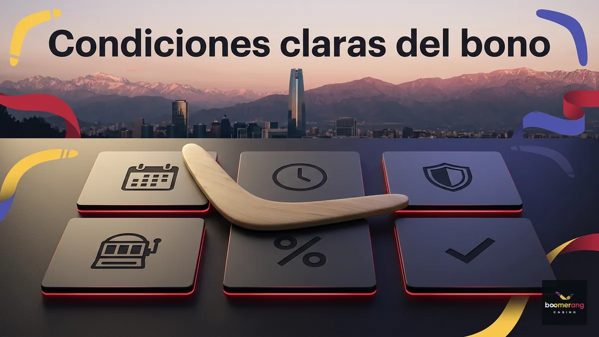 Condiciones del bono de bienvenida de BoomerangBet en una tabla para Chile