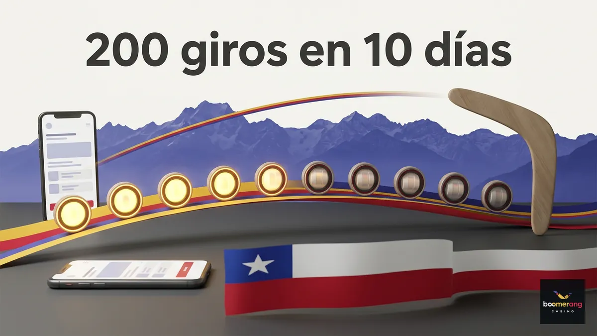 Calendario de 200 giros del bono de BoomerangBet en Chile durante 10 días