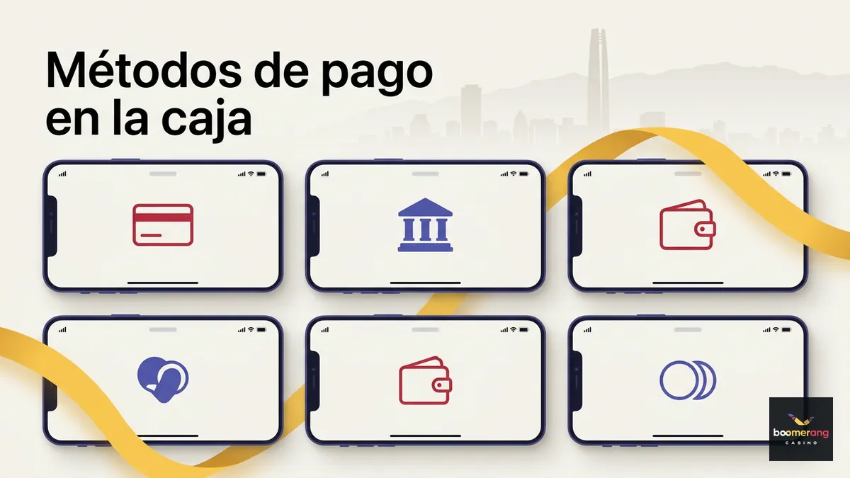 Plantillas de métodos de pago disponibles en la caja de BoomerangBet desde Chile
